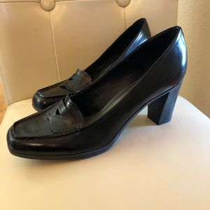 Franco Sarto Black Loafer Heels